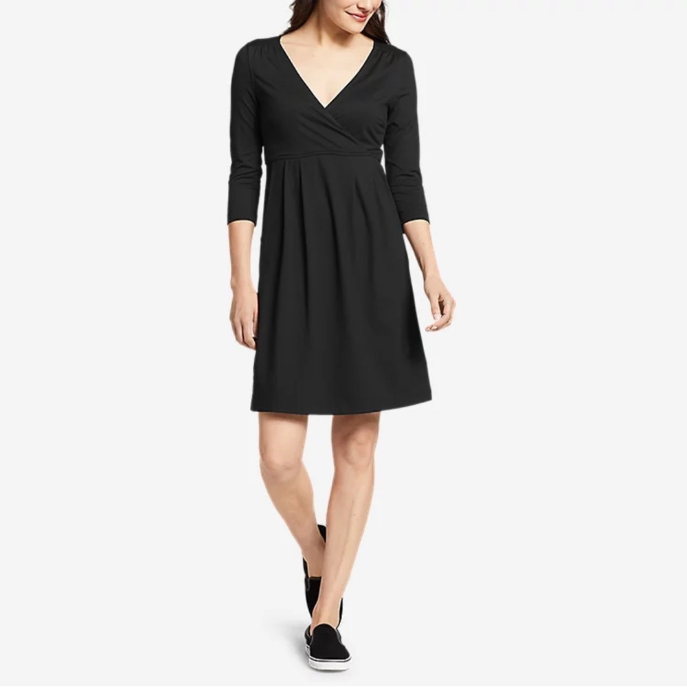 Eddie Bauer V-Neck Black Dress Sz S EUC